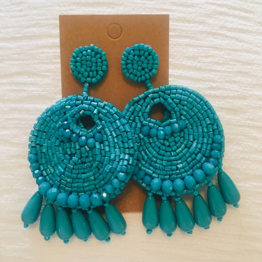 Turquoise beaded drop earrings